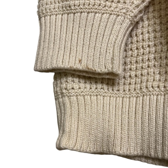 Mate the Label Relaxed Merino Wool Waffle Cardigan Sweater Bone Medium NWT - Picture 6 of 6